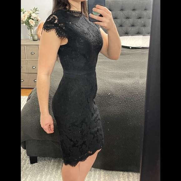 Black lace high collar H+M dress xs - Picture 2 of 12